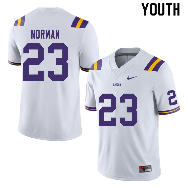 Youth #23 Corren Norman LSU Tigers College Football Jerseys Sale-White